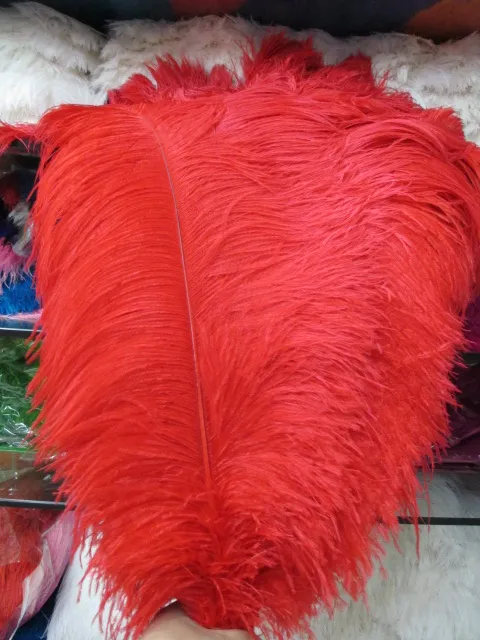 Wholesale perfect  50pcs  high quality natural ostrich feathers 12-14inch/30-35cm  Decorative diy red  wedding