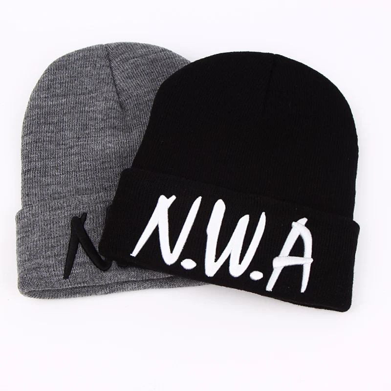 VORON ใหม่ Skullies Beanies Gangsta NWA ถักหมวกฤดูหนาวหมวกหมวกหญิง VOGUE ผู้หญิงผู้ชาย Hip Hop Lady ขนสัตว์ Pompon ลูก Bonnet