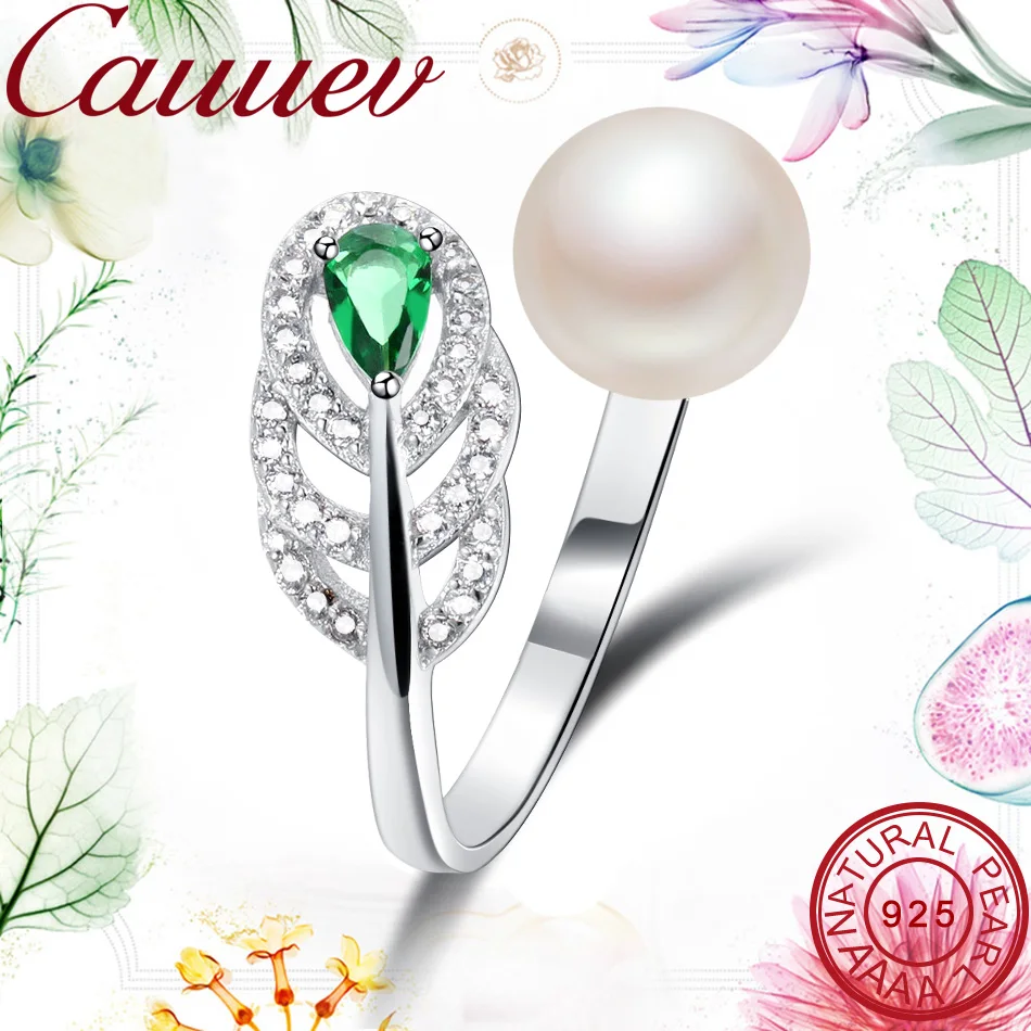 Pearl Ring Jewelry Of Silver Interlaced Rings Freshwater Pearl Wedding Ring 925 Sterling Silver Jewelry Leaf Wedding Ring Gift