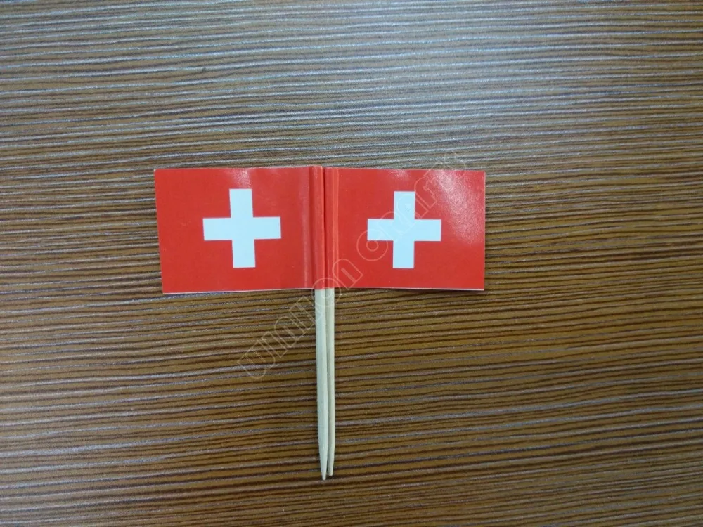 Switzerland Toothpick Flags 50pcsPaper Food Picks Cake Toothpicks Cupcake Toppers Fruit Cocktail Sticks Decoration Toothpicks