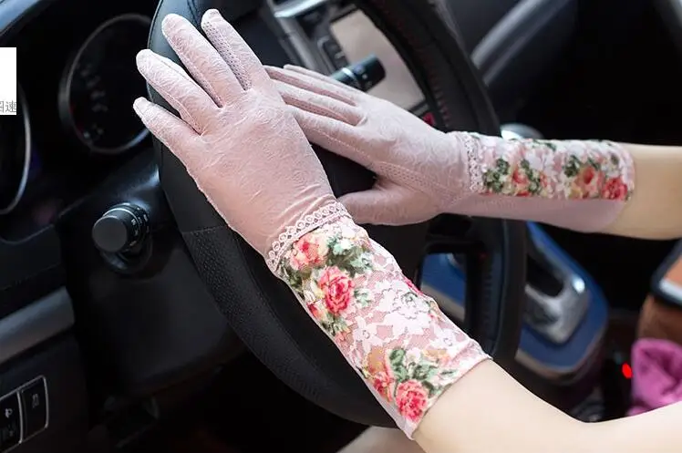 Spring and summer women's Sunscreen long gloves female medium-long sexy lace gloves lady's long driving gloves R1899