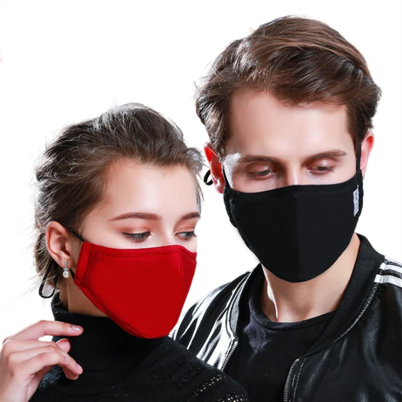 PM2.5 Cotton Mouth Mask Anti-Dust Cloth Mask Respirator with 6 Filter Cloth Anti Dust Black Mask Available