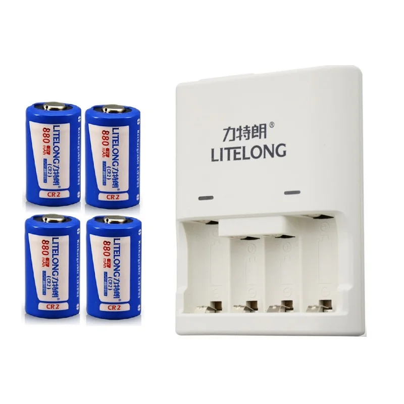 

4pcs 880mAh 3v CR2 rechargeable LiFePO4 battery lithium battery+1pcs Dedicated charger