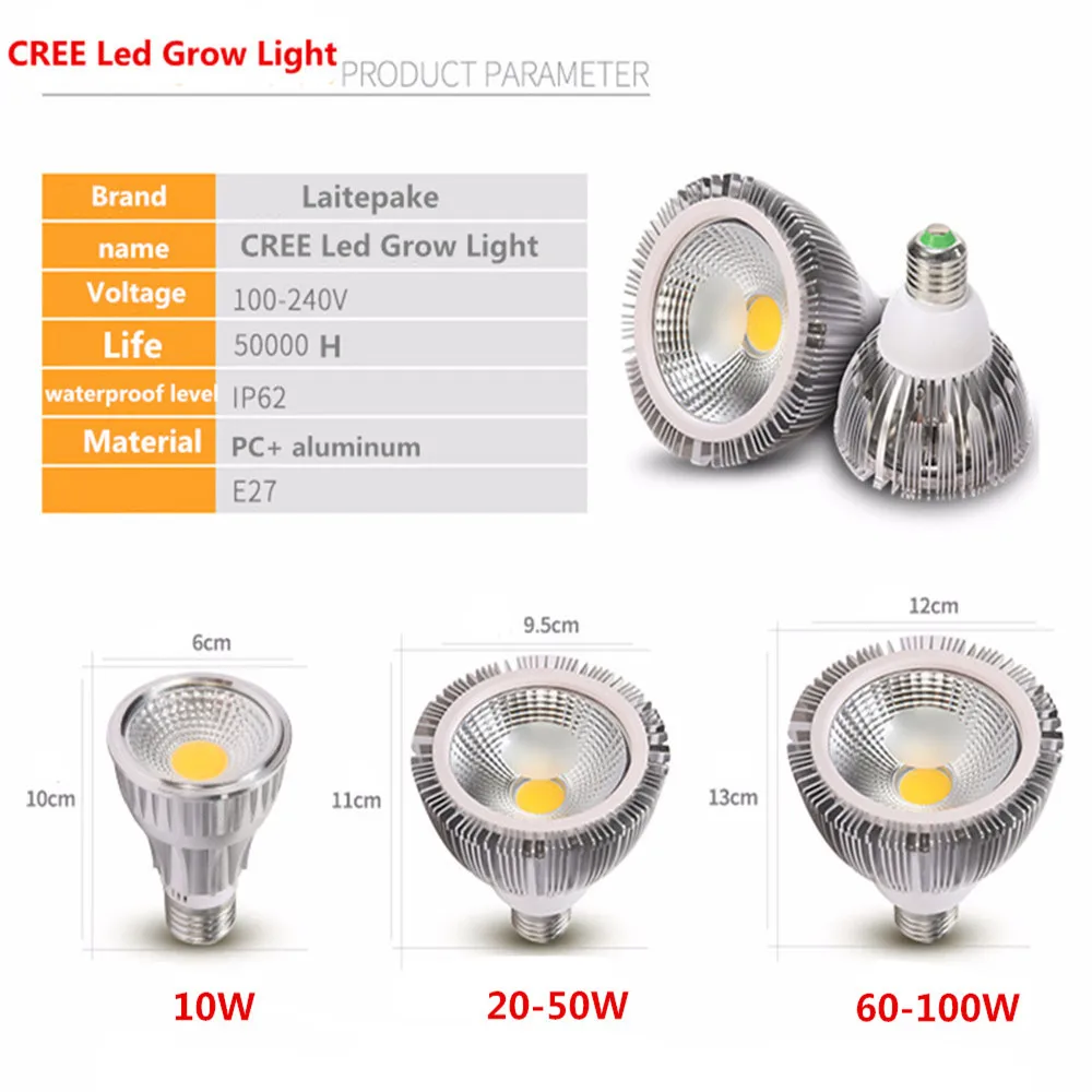 Lámpara de luz LED de espectro completo, iluminación hidropónica para crecimiento de plantas en tienda de interior, floración de vegetales, E27, nueva