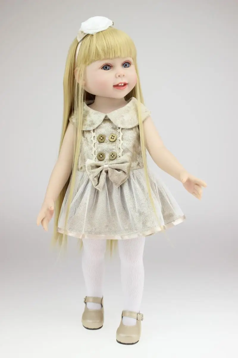 45cm 18'' Silicone Vinyl Amerian Reborn Baby Doll Princess Toys for Girls 10 Years Old Best Gift Toddler Bebe Princess Handmade