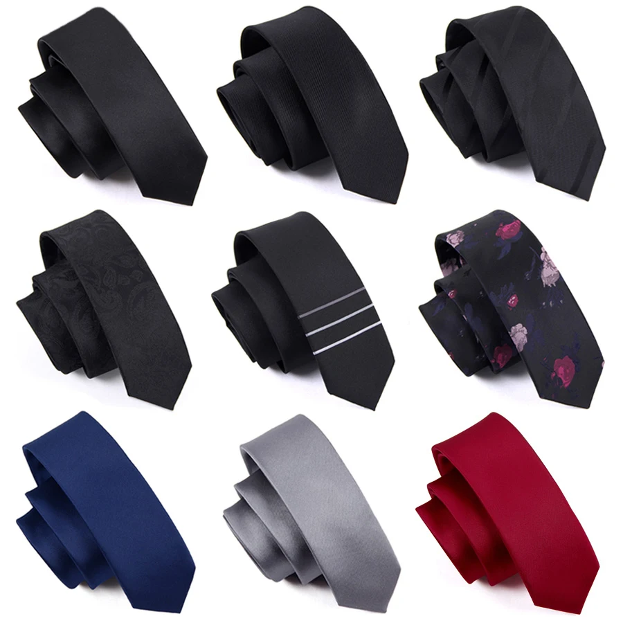 Top Quality Mens Ties Designers Brands Fashion New Business 5 cm Slim Black Tie for Men Casual Skinny Necktie Pack with Gift