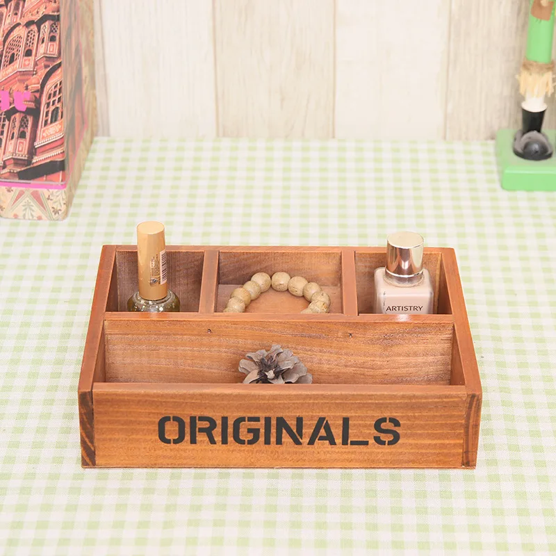 Multi-Functional Vintage Wooden Storage Divider Box Drawer Desk Organizer Tray For Crafts,Flowers, Plants, Jewelry