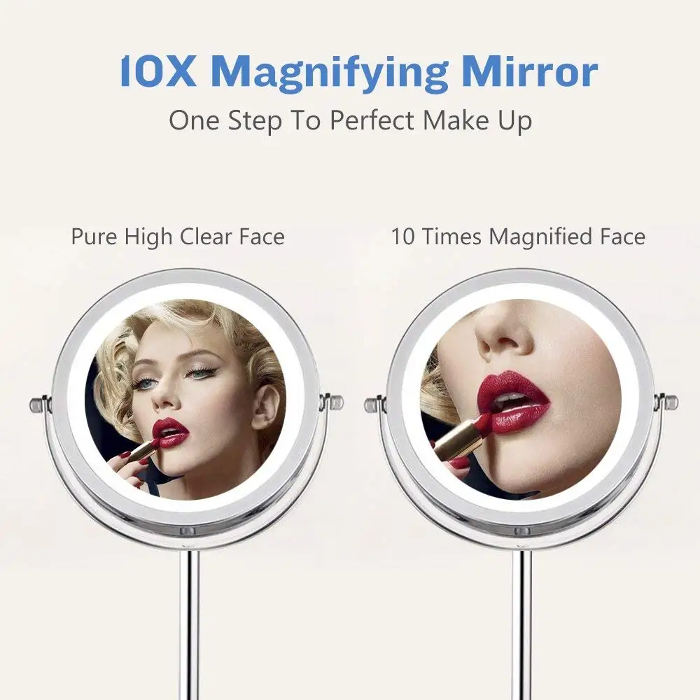 LED Lighted Makeup Mirror Double Sides 5x Magnification Eye Daily Beauty Cosmetics