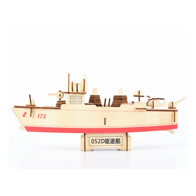 3D Wooden Puzzle Diy Model Toys Destroyer Wooden Kits Puzzle Game Assembling Toys Handmade Building Blocks Gift For Kids P54