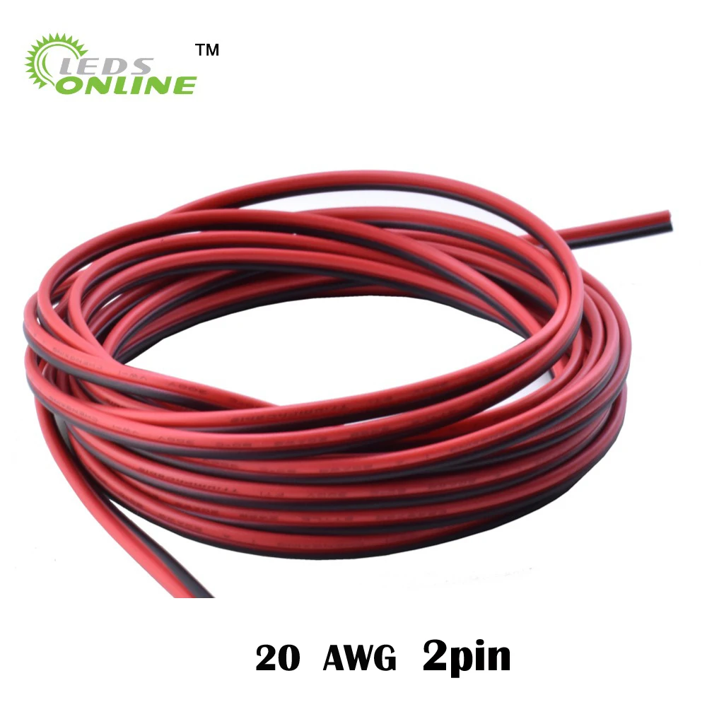 10m 20m 30m  2pin 20 AWG UL2468 2*0.5mm Extension Cable use for 12v 24v LED Strip Tape String Connect Electric Wire