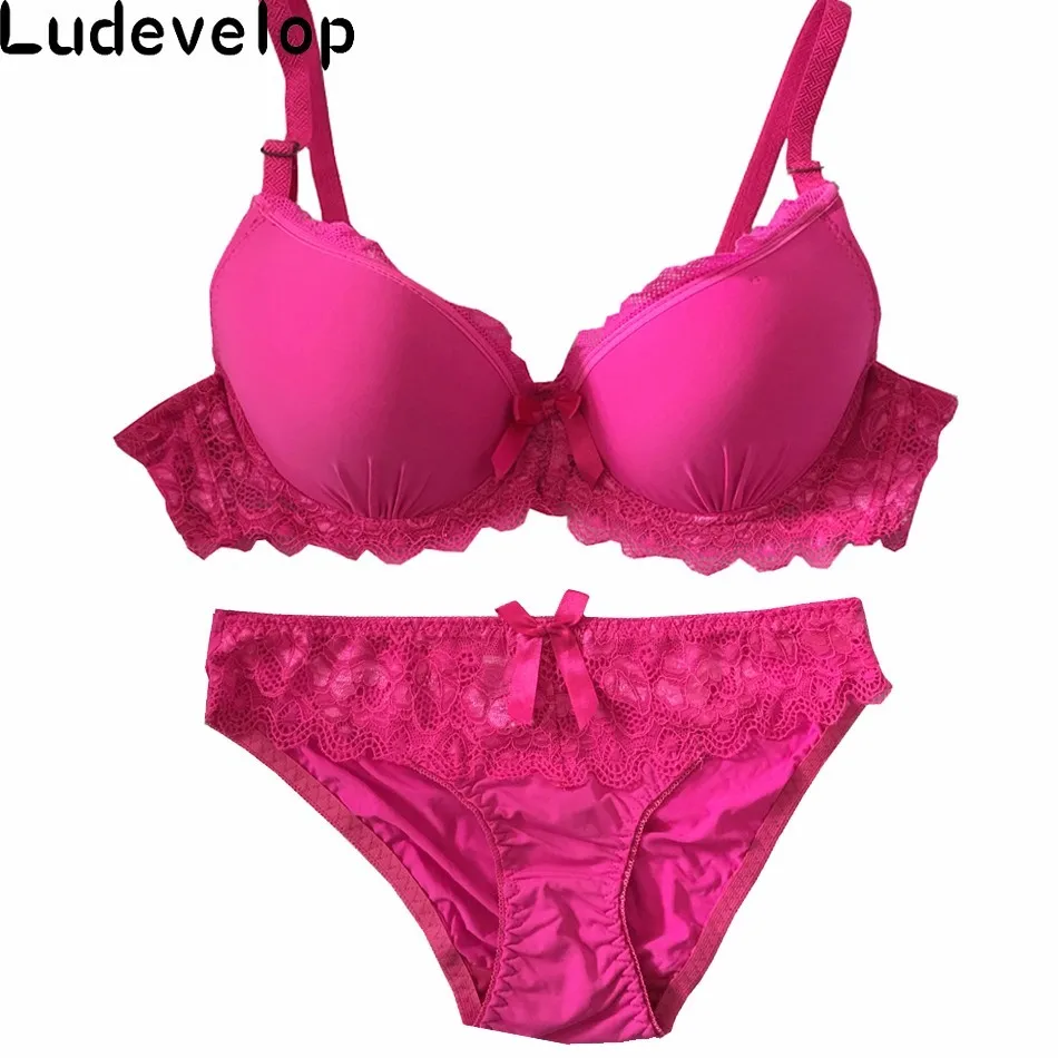 Ludevelop New arrival Big Size Bra Set 40-48CD Cup Women Push Up Lace Bra Brief Sets Sexy Brassiere Dentelle Femme Underwear Set