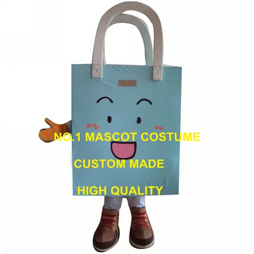 

Advertising Blue Hand Shopping Bag Mascot Costume Kids Shopping Theme Carnival Mascotte Fancy Dress Kits 1963