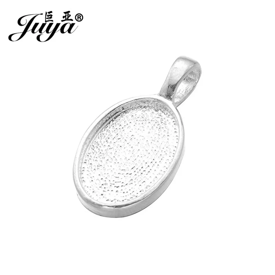 JUYA 30 teile/los Fit 10x14mm Oval Glas Anhänger Blank Einstellungen Cabochons Basen Lünette Tabletts DIY Halskette schmuck Machen Zubehör – Detail 4