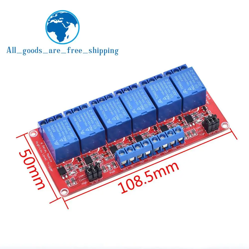 DIYTZT 1 2 4 6 8 Channel 5V 12V Relay Module Board Shield with Optocoupler Support High and Low Level Trigger for Arduino