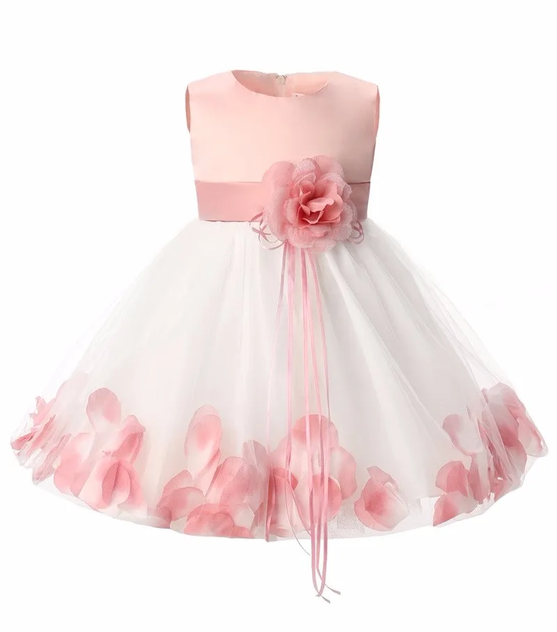 

Newborn Baby Girl 1 Year Birthday Dress Petals Tulle Toddler Girl Christening Dress Infant Princess Party Dresses For Girls 2T