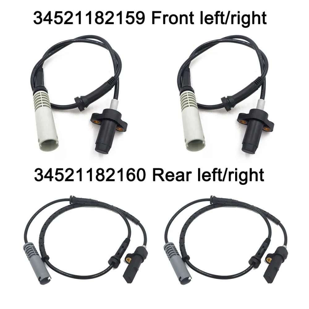 Set(4) 34521182159+34521182160 ABS Wheel Speed Sensor Front &Rear Left& Right For 97 98 BMW 528i 540i E39 1182159 1182160