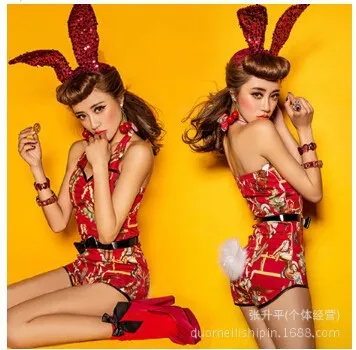 3pcs cute red sequined sexy lace rabbit ear Hairband Mystic headwear Christmas decoration club party adult headdress