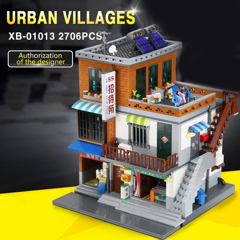 XingBao 01013 Creative MOC City Series The Urban Village Set  with Figures Building Blocks Bricks Educational Toys