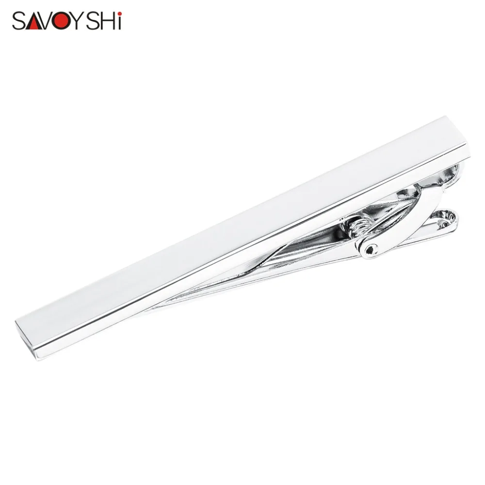 SAVOYSHI Free Carving Name Tie Clip Pin Clasp for Mens Tie Special Gift High Quality Blank Silver Color Tie pins Brand Jewelry