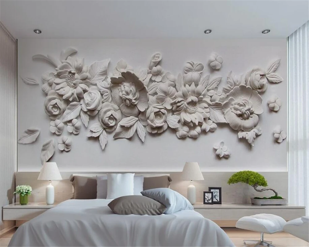 

Beibehang 3D Wallpaper 3d Stereo Fine Oil Painting Style European Gypsum Carved Backdrop Living Room Bedroom wall 3d wallpaepr