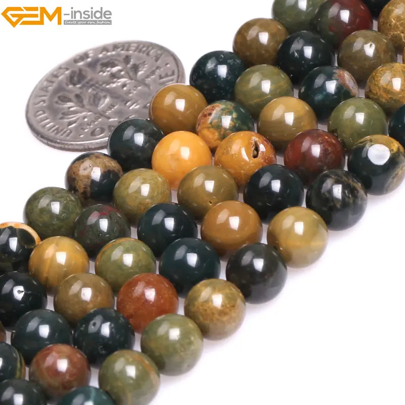 4mm-12mm Round Natural Yellow Ocean Jaspers Loose Beads for Jewelry Making Strand 15\