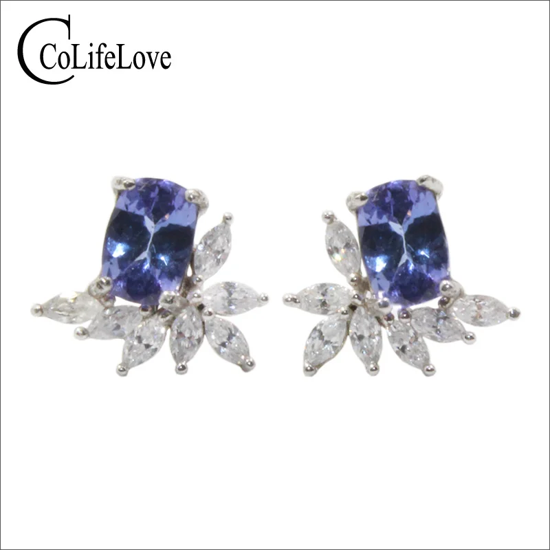 

CoLife Jewelry 100% Real Tanzanite Stud Earrings for Wedding VVS Grade Tanzanite Earrings 925 Silver Tanzanite Jewelry