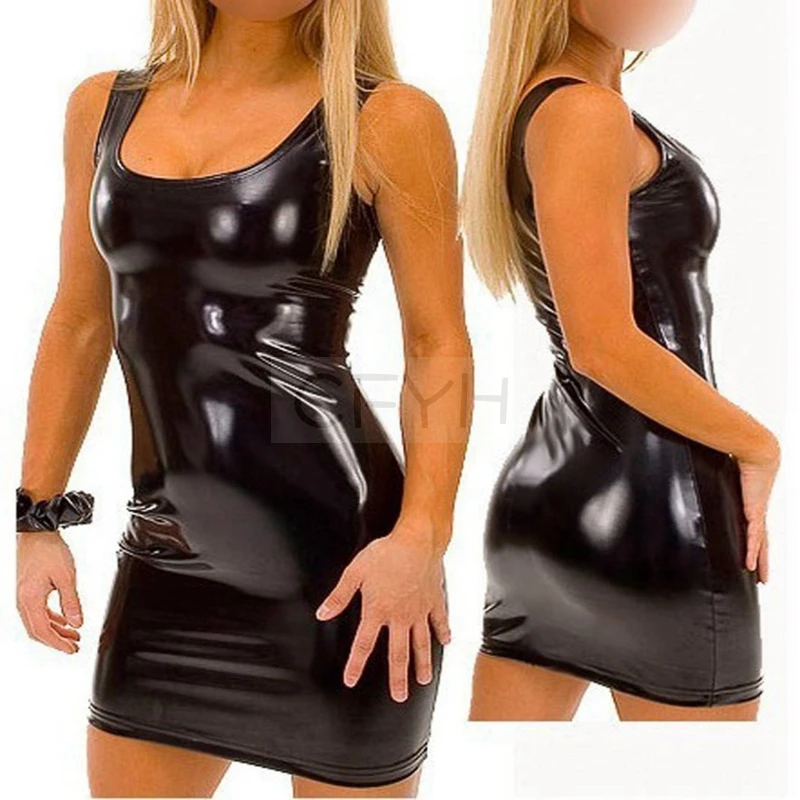 S M L XL XXL 3XL 4XL 5XL Faux PU Leather Party Dress Women Backless Sexy Hot Clubwear Skinny Slim Solid Bodycon Mini Dresses