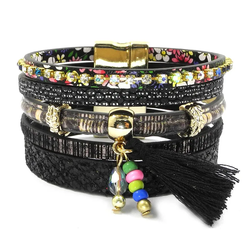 WELLMORE leather bracelet 5 color 3 size women charm bracelets Bohemian bracelets&bangles wholesale jewelry for women