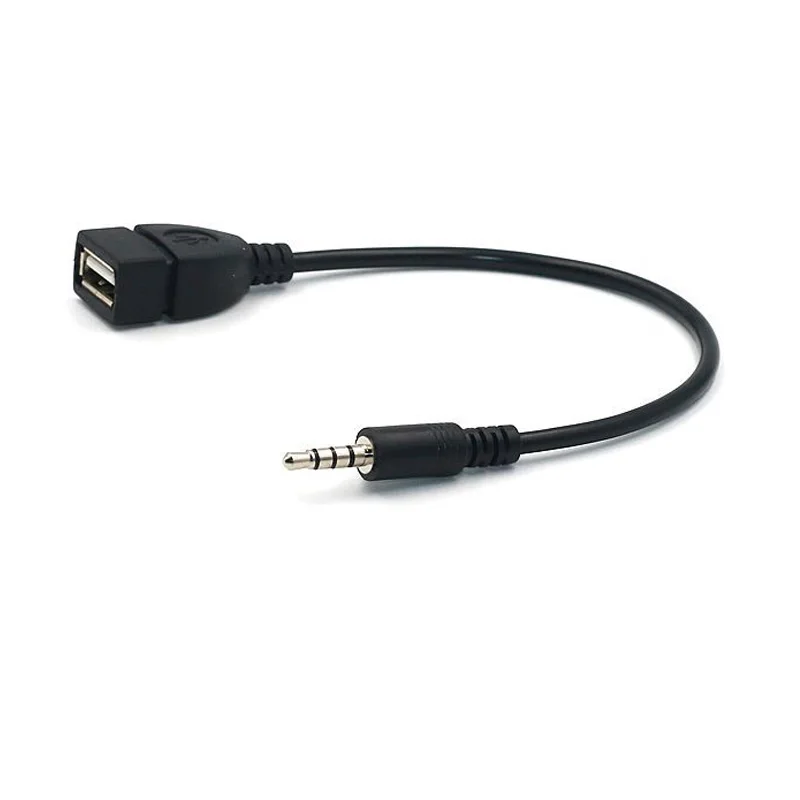 Car MP3 Player Converter 3.5 mm Male AUX Audio Jack Plug To USB 2.0 Female Converter Cable Cord Adapte