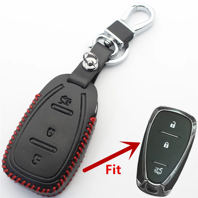 FLYBETTER Genuine Leather 3Button Keyless Entry Smart Key Case Cover For Chevrolet Cruze/Malibu XL/Equinox Car Styling L2209