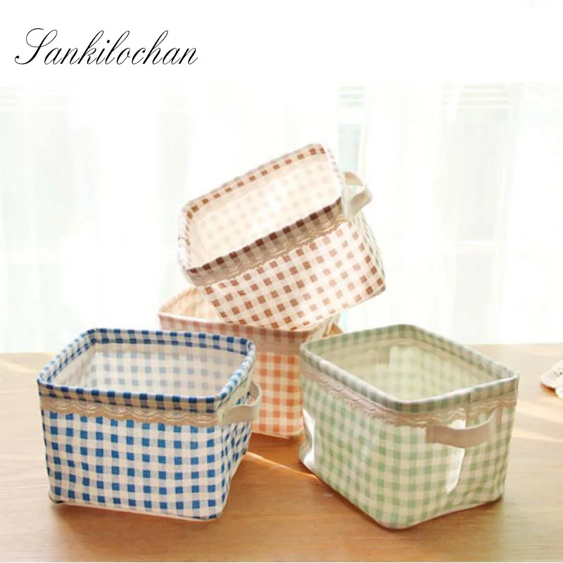 Makeup Cosmetic waterproof Storage Box Zakka Lace Storage Bag Organiser Foldable Container desktop debris Storage Basket AU244