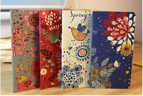 1pc Vintage Flower & Bird Pocket Notebook Note Pads Schedule Book Diaries Journals