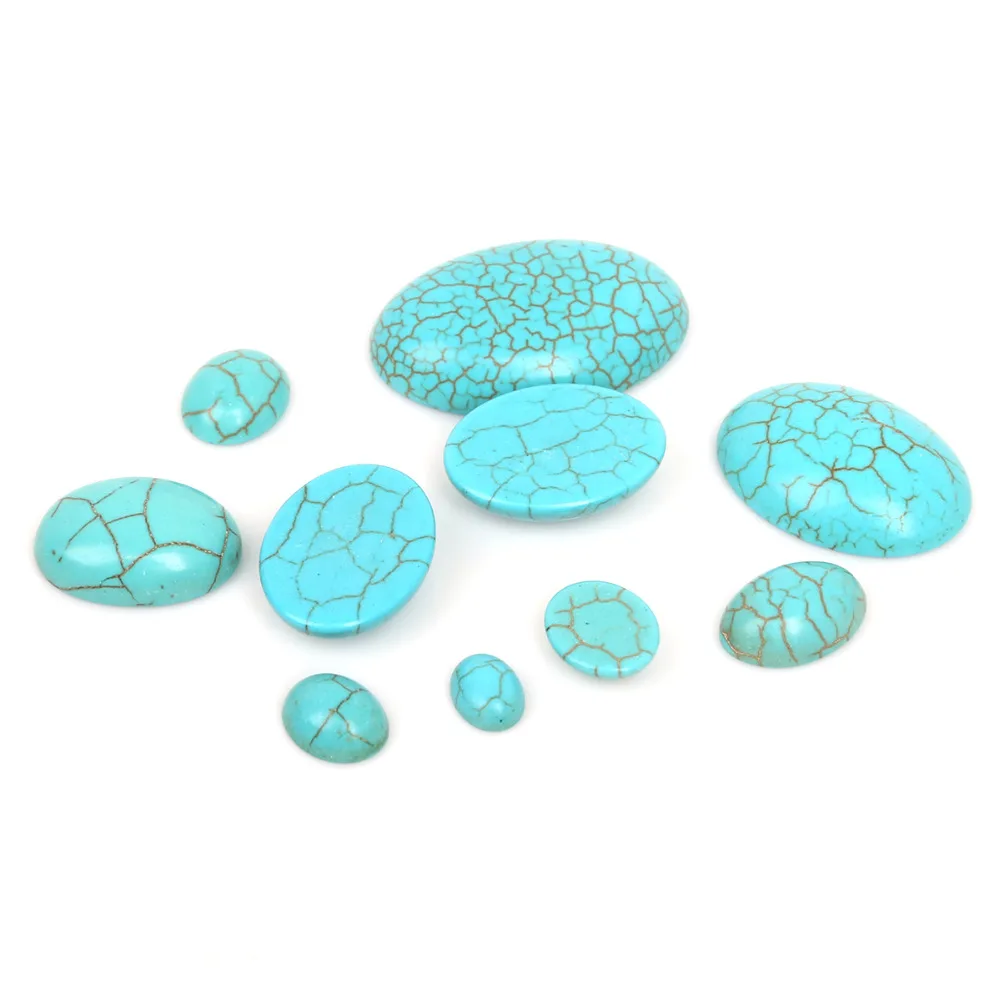 10-40pcs/bag Different Size Synthetic Blue Calaite Stone Half Oval Flat Back Cabochons Beads For DIY jewelry findings