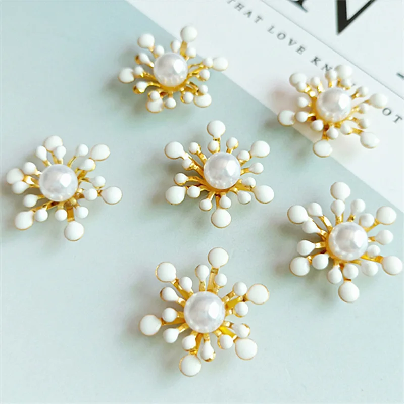 10 pcs/lot Alloy Creative Gold Pearls Rhinestone Buttons Ornaments Earrings Choker Hair DIY Jewelry Accessories Handmade