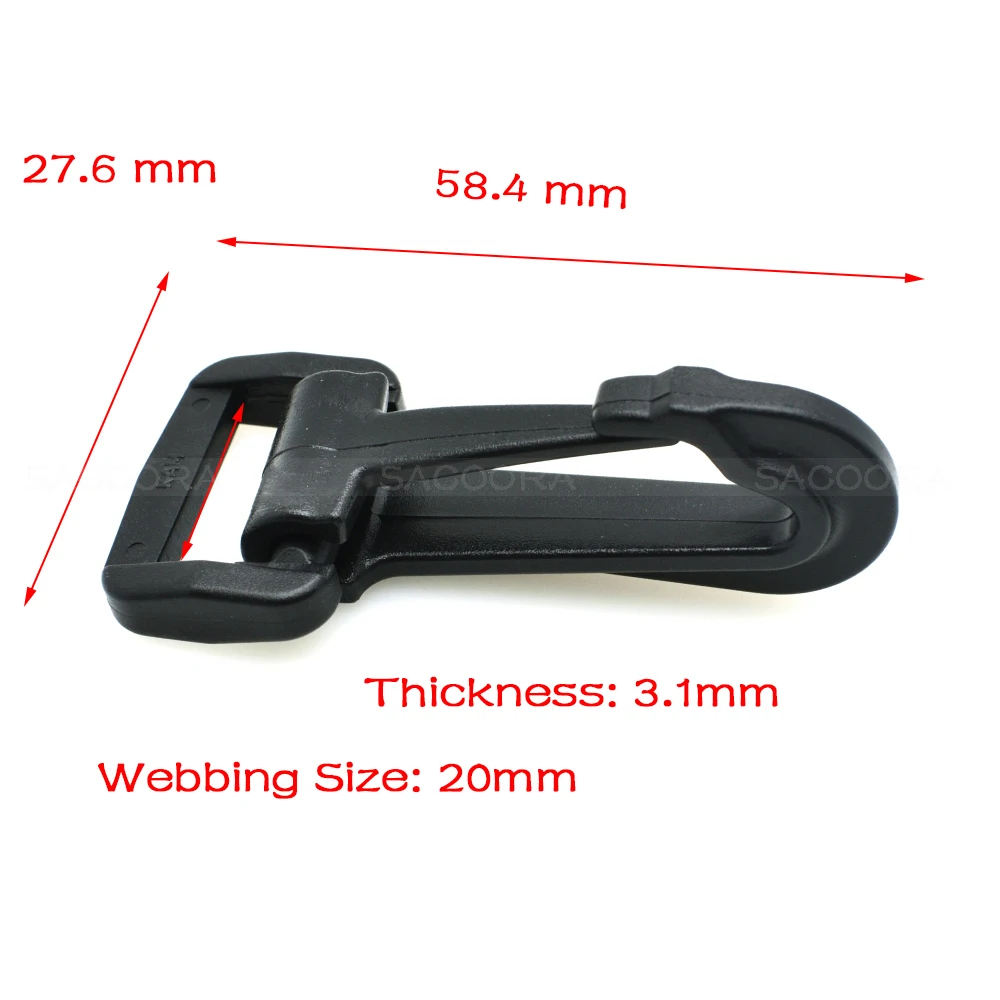 2pcs Olecranon hook Plastic Snap Hooks Rocker Style For Backpack Strap Paracord Lanyard Webbing 20mm 25mm 30mm 38mm 50mm