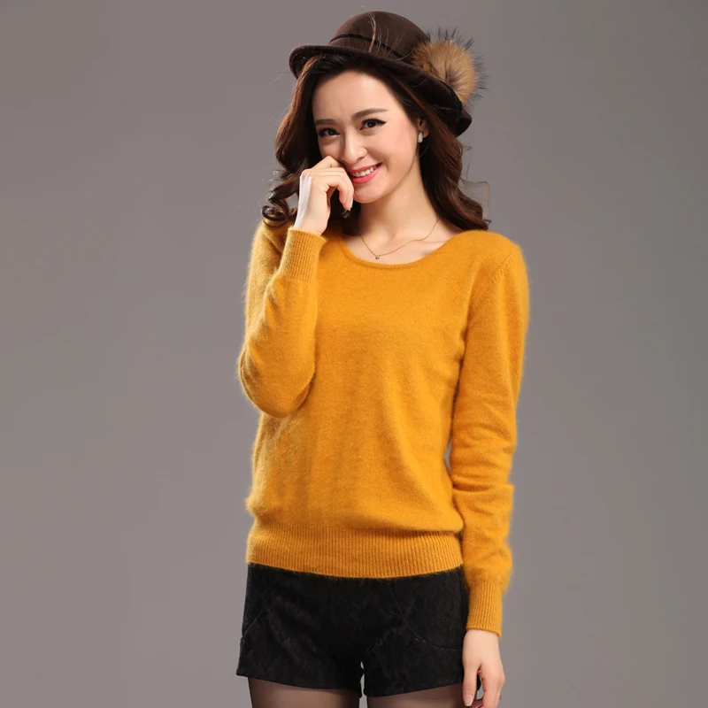 Winter Warm Sweater Women Soft  Comfortable Mink Cashmere Sweaters O-Neck Slim Bottoming Knitted  Thick Pullover