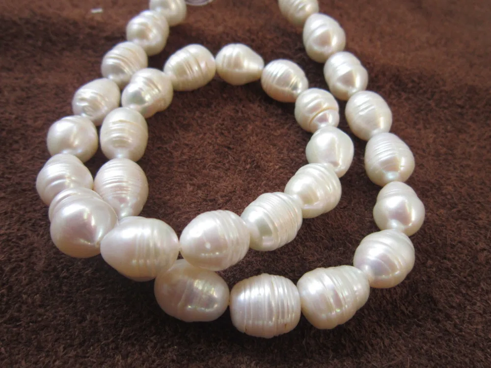 

perfect 9-10mm AAA+ Akoya white baroque pearl necklace 14KT 18"Noble style Natural Fine jewery