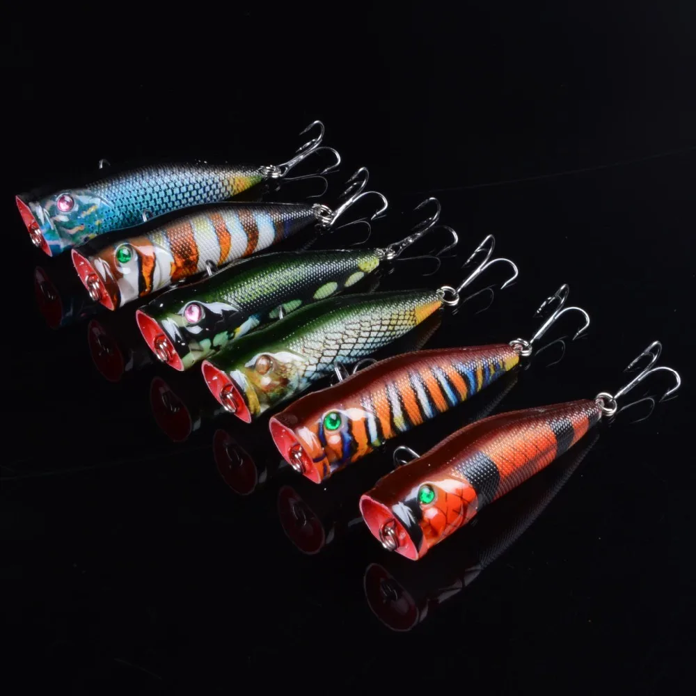 

6pcs Popper Fishing lure Wobblers 7cm 10.4g Floating Crankbait Artificial Hard Bait Poper Pesca Carp Pike Fishing Tackle