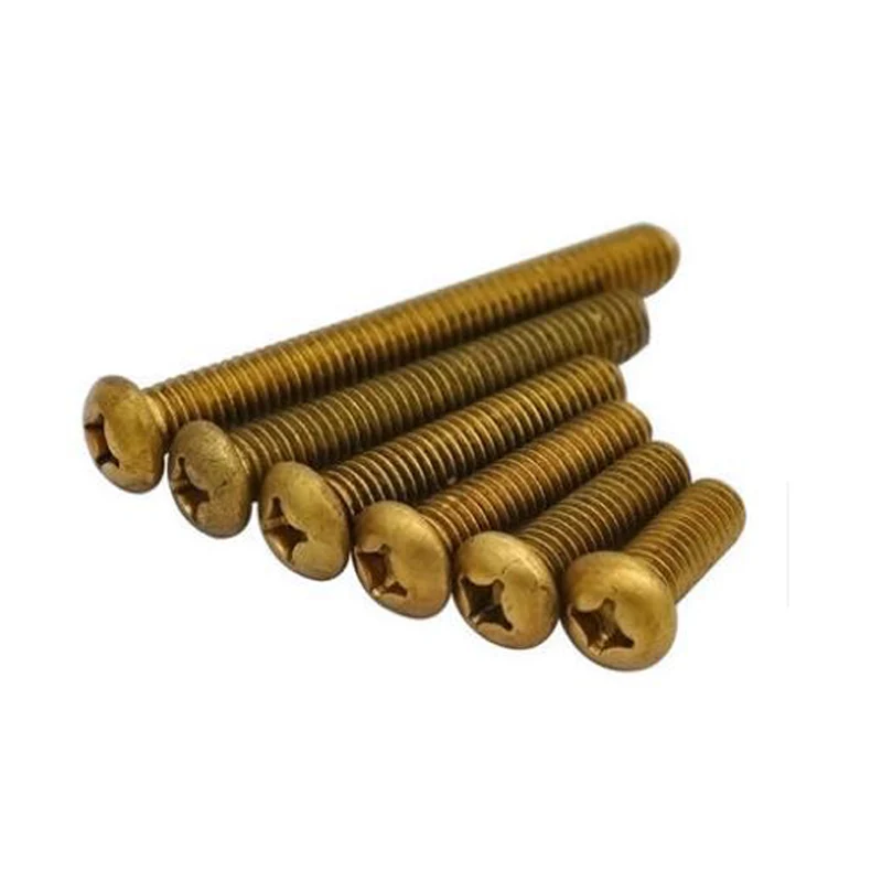 100Pcs M2 M2.5 M3 M4 M5 M6 Brass Phillips Round Head Machine Screws Pan Head Brass