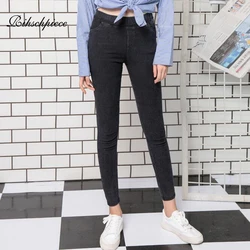 Rihschpiece Plus Size 6XL Denim Leggings Women Jeans Pants Black Punk Jeggings Push Up High Waist Slim Trousers RZF1569