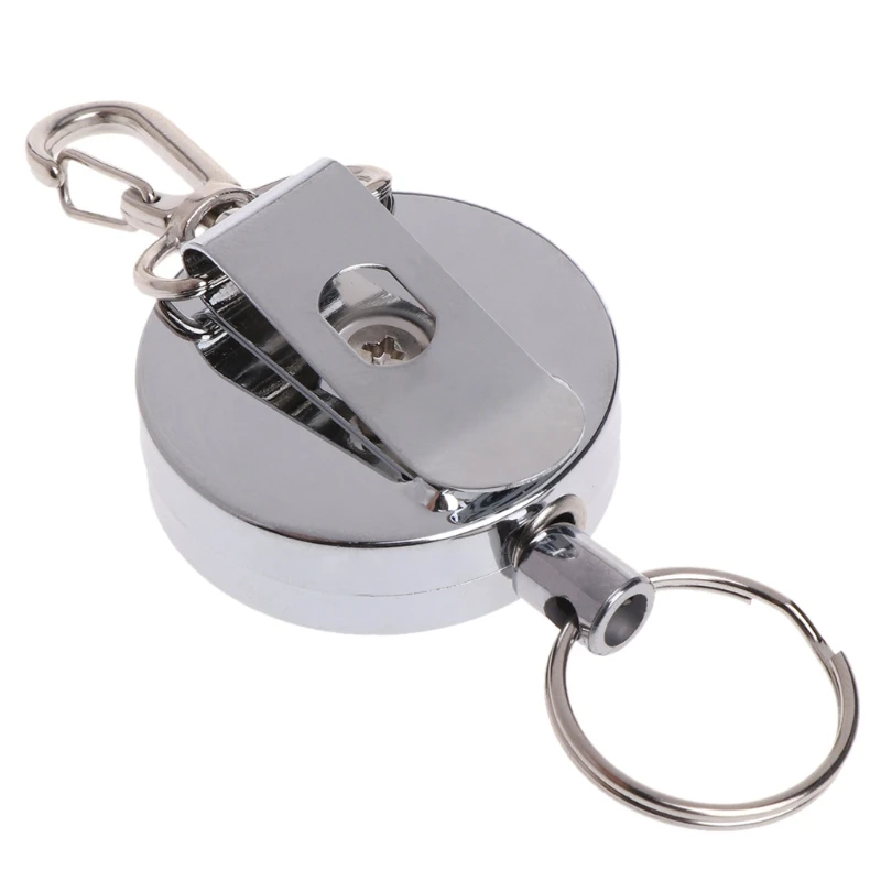 Fishing Zinger Retractor Key Ring Reel Holder Retractable Steel Cable Full Metal Fishing Rope