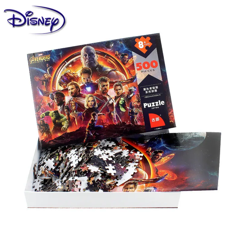 Disney Marvel Toy Puzzle Avengers 500 Pieces Paper Adult Intelligence Box Puzzle Educational Toys Children