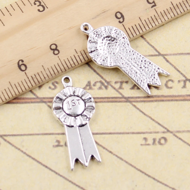 10pcs Charms 1st Medal Award 27x12mm Tibetan Silver Color Pendants Antique Jewelry Making DIY Handmade Craft