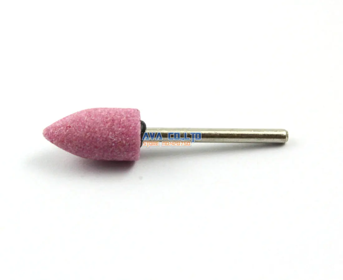 

20 Pieces 10x18mm Bullet Mounted Point Pink Aluminum Oxide Abrasive Grinding Stone Bit 3mm Shank