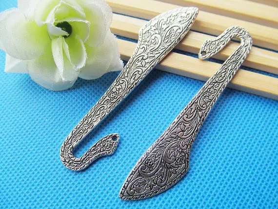 5pcs 15mmx80mm Antique Silver tone/Antique Bronze Filigree Hair Kanzashi/Bookmark Pendant Charm/Finding,DIY Accessory Jewelry