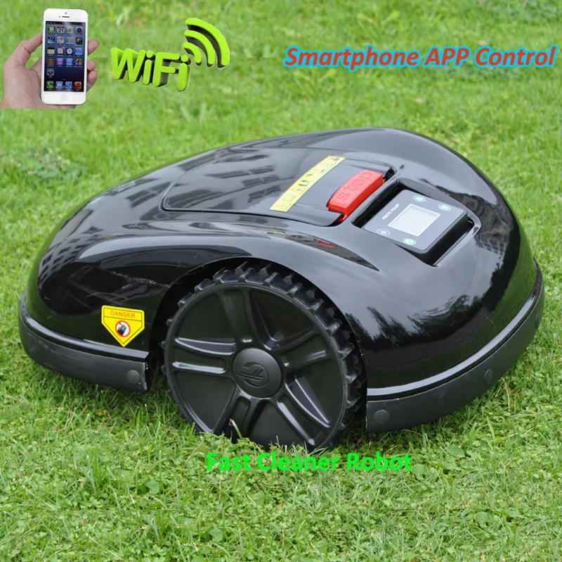 Intelligent Grass Cutter Robot Lawn Mower E1600 with 6.6ah lithium Battery With Water-proofed 100m Wire +100pcs pegs+8pcs Blade