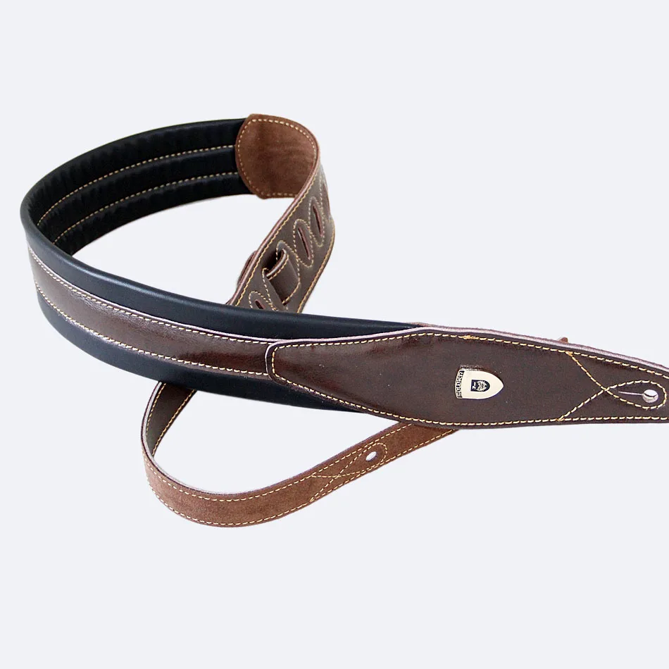 New handmade leather guitar strap electric guitar bass straps crafted Dark Brown genuine Leather special design