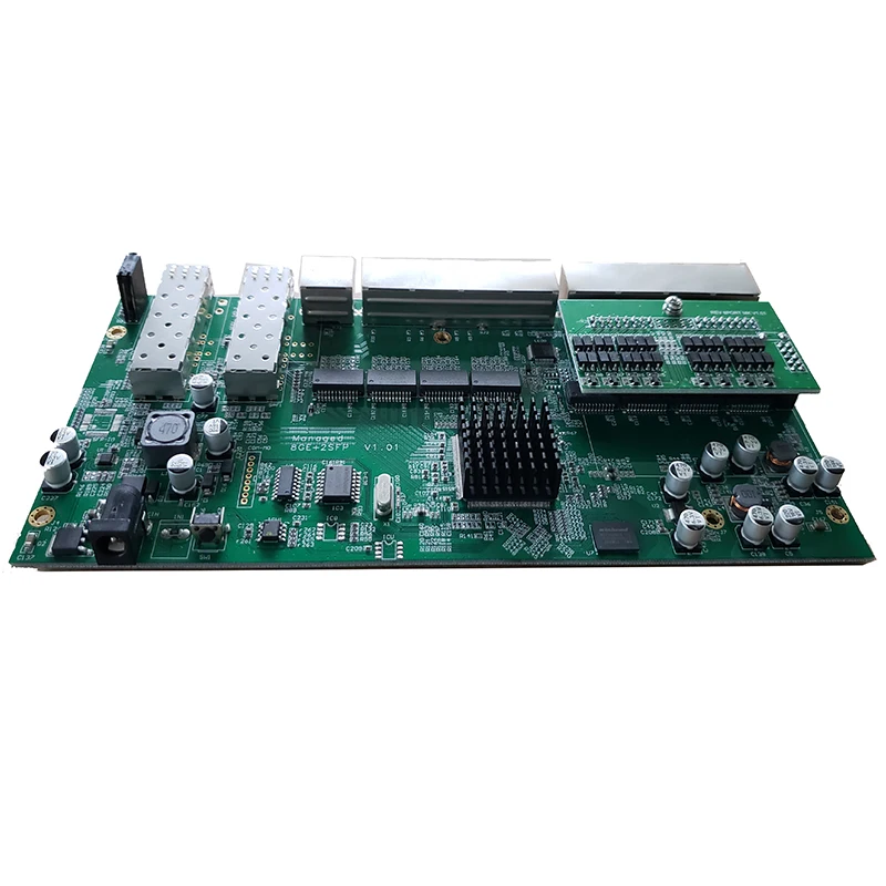 POE reverse Switch board with web management, 2 Port SFP + 8 Ports GE Rj45 Operational PD switch