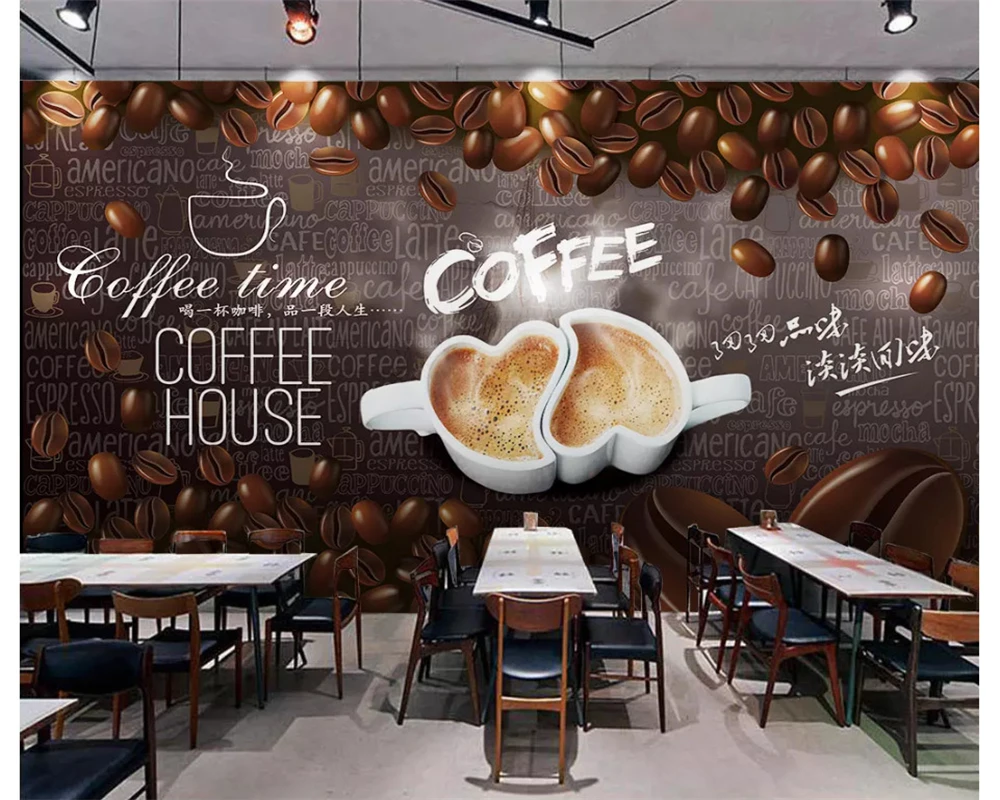 beibehang high-level wall paper HD hand-painted coffee decoration painting background wall papel de parede 3d wallpaper tapety