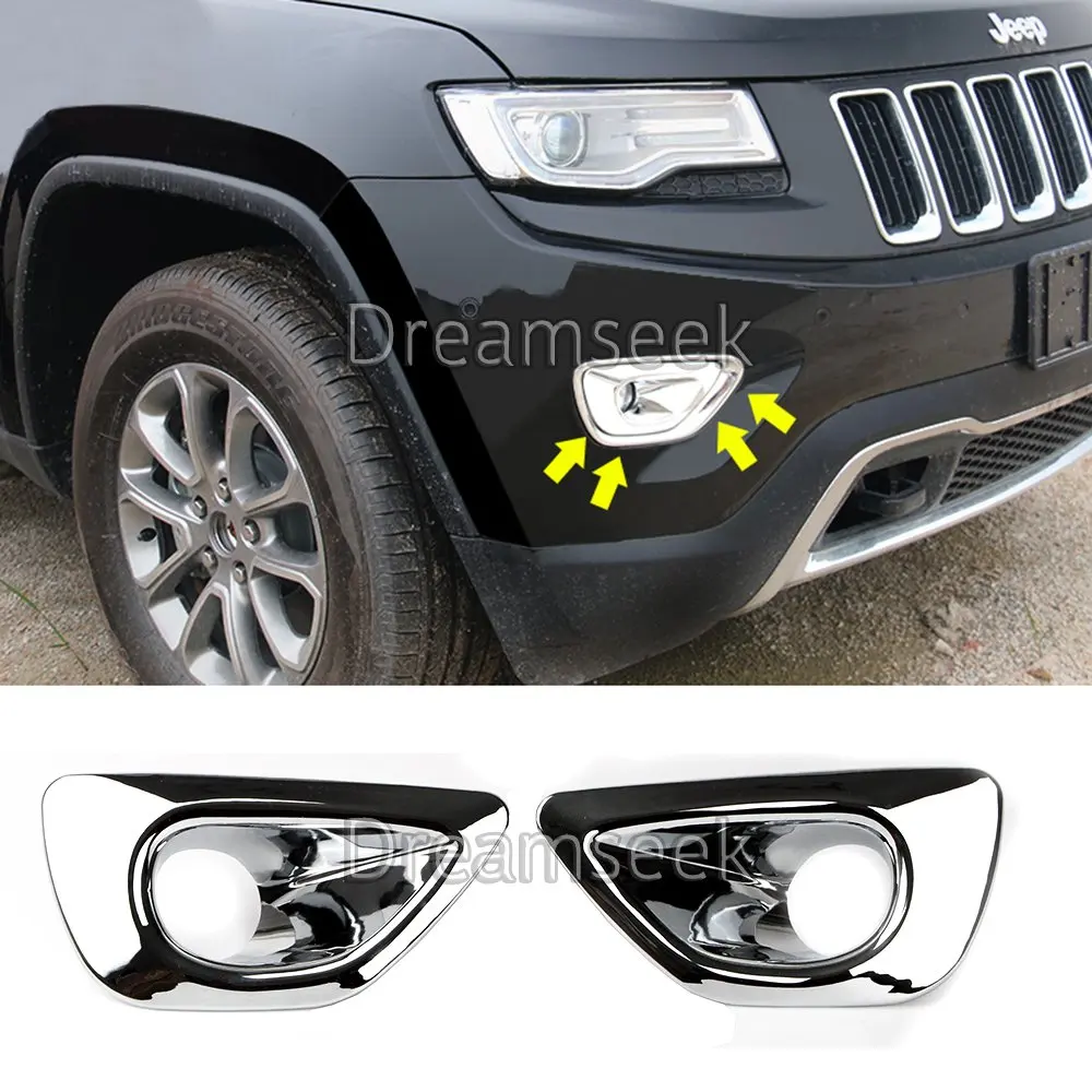 

Front Fog Light Bezel For Jeep Grand Cherokee 2014 2015 Chrome Lamp Cover Trim